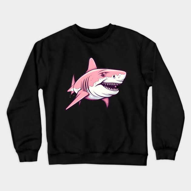 Cute Pink Shark Crewneck Sweatshirt by FrogandFog